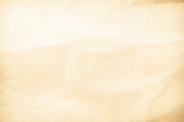Fototapeta premium Old paper vintage texture surface for background. Recycle pale brown paper crumpled texture, Cream color recycled kraft paper texture blank with copy space for text.