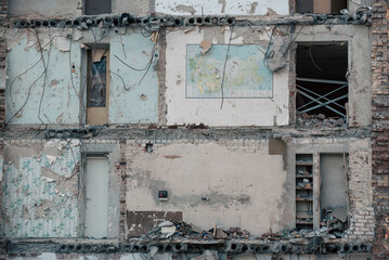 destroyed building in a city lost in the war in Ukraine