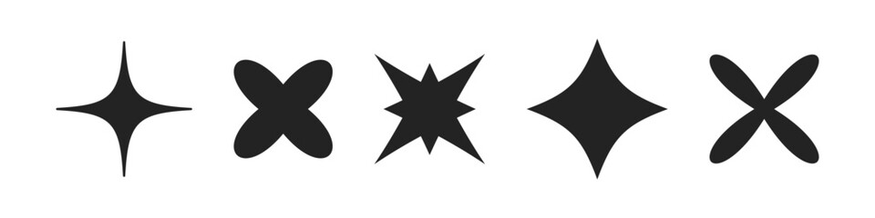 Set of abstract shapes isolated retro futuristic geometric elements in y2k style. Collection trend symbols for template, poster, web, landing page, stickers