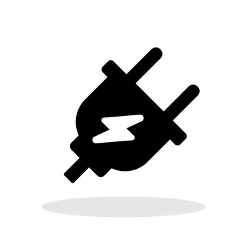 recommend clip art: Electric plug icon. Black silhouette of an electric plug with a lightning bolt symbol in the center, representing energy and power. Vector illustration
