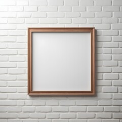 Frame hanging on a white wall mockup. Mockup for poster, picture, painting