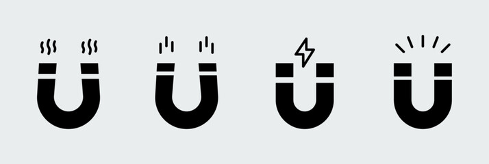 Magnet icon set. Magnet Horseshoe symbol set. Horseshoe sign. Magnet icon template.