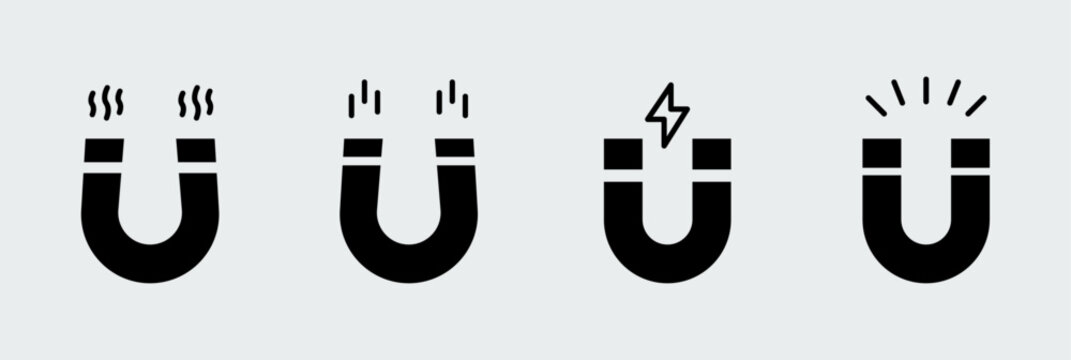 Magnet icon set. Magnet Horseshoe symbol set. Horseshoe sign. Magnet icon template.