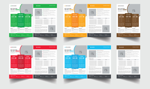 Technical Data Sheet layout template. Product Catalogue & modern a4 product catalog design template, Sponsorship level template design, A4 flyer, corporate flyer, business flyer, catalog