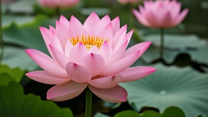 Obraz premium Elegance in bloom A single pink lotus flower