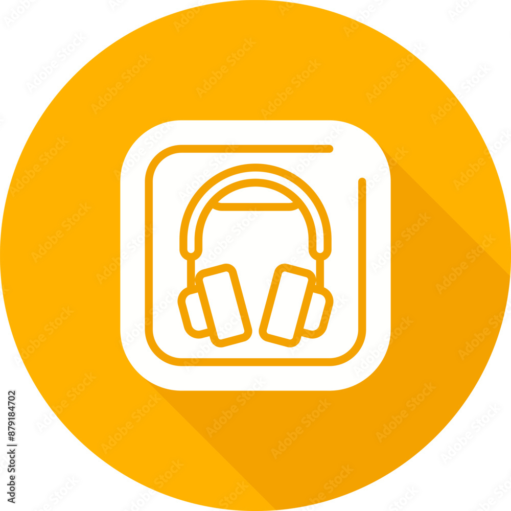 Canvas Prints Headphones Square Vector Icon