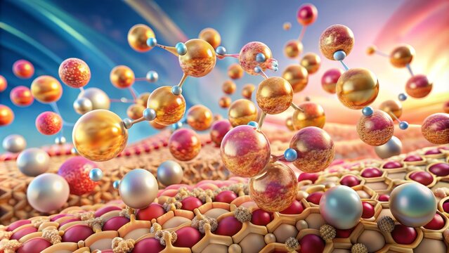 Close-up of microscopic ceramide molecules bonding together to form a strong, intact lipid layer, restoring the skin's natural barrier function.