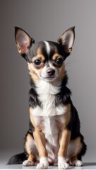 Portrait of a Chihuahua Simple Grey Background with Studio Lighting