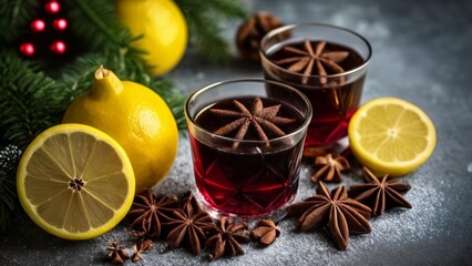 Fototapeta premium Warm up with a cozy cinnamon and lemon drink