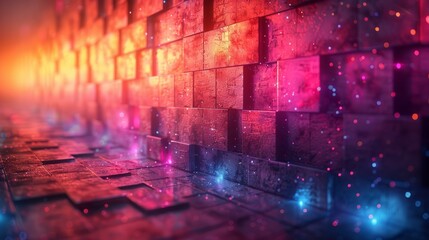 Fototapeta premium Abstract neon light, fluorescent glow of neon lights, illustration of exhibition background.