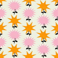 Floral seamless pattern with different flowers. Vector background, print, design