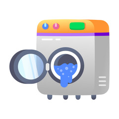 A flat style icon of washing machine 
