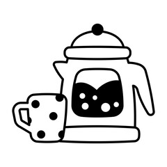 A tea kettle with a cup icon designed in glyph style