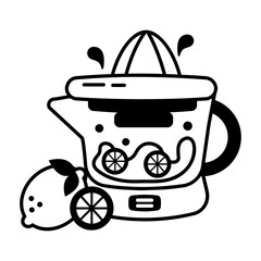 Electric juice with some fruit, glyph icon