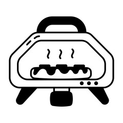 A pizza oven icon designed in glyph style