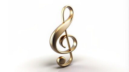 Obraz premium isolated high-resolution musical note against pure white background showcasing elegant curves detailed texture and soft shadow ideal for overlay.