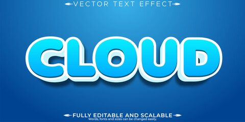 Cloudy blue text effect, editable clean and summer text style