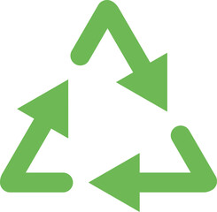 Green recycle vector icon on transparent background. Eco green symbol. Mobius loop green arrows