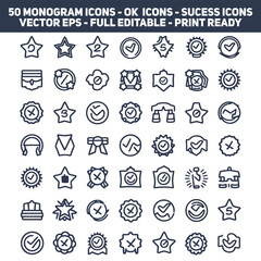 Fototapeta premium 56 ICONS - SYMBOLS - BADGES ICONS - SUCCESS ICONS - OK ICONS