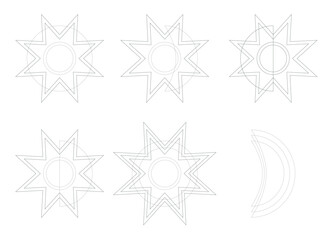 Set of vector linear solar and lunar signs.