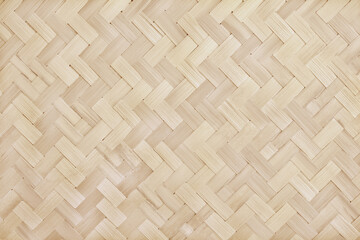 Old bamboo weave texture background, pattern of woven rattan mat in vintage style.