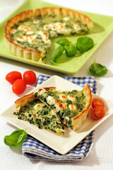 Spinach quiche with goat cheese.