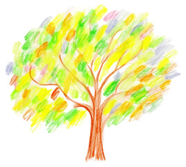 Naklejka premium PNG Tree drawing painting sketch.