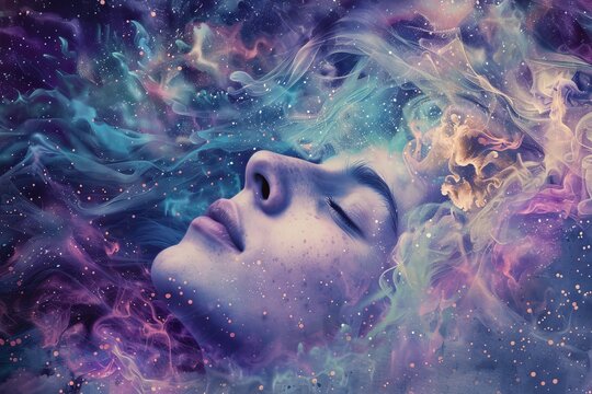 illustration of a lucid dream , deep sleep , sleeping, dreaming