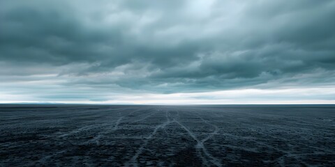 Obraz premium Symbolizing Existential Crisis and Hopelessness An Eerie Image of a Desolate Landscape. Concept Existential Crisis, Hopelessness, Eerie Image, Desolate Landscape,