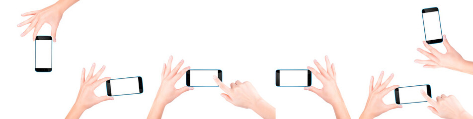 Hand holding Black Smartphone with blank screen