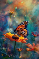 Fototapeta premium A vibrant monarch butterfly 