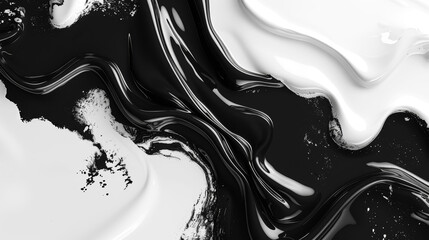 Black and white abstract pattern with fluid shapes and smooth texture