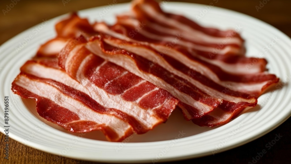 Canvas Prints  Deliciously crispy bacon strips on a plate