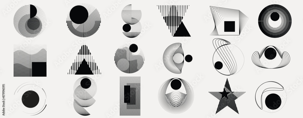 Wall mural lines and dots in various forms . spiral vector illustration .technology round. wave logo . design e
