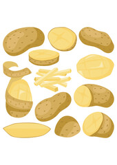 Set digital collage of fresh potatoes