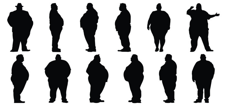Fat man silhouette set vector design big pack of illustration and icon