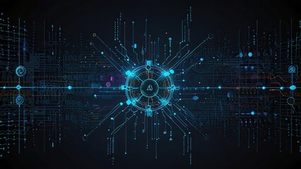 Obraz premium Perfect digital background showing data, network, processor, analysis, graphs etc. with artificial intelligence concept