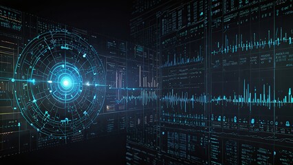 Fototapeta premium Perfect digital background showing data, network, processor, analysis, graphs etc. with artificial intelligence concept