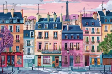 Obraz premium Historical Paris streets and cafes, charming ambiance, iconic architecture, and culture