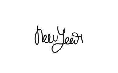 Continuous one line doodle drawing of new year 2025. Holiday concept, festive New year handwriting text, minimalist design. 