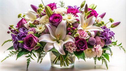 Lavish, elegant, and exquisite purple florals adorn a sophisticated wedding invitation template, exuding luxury and refinement on a soft, white background.