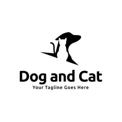 Naklejka premium Dog and cat logo design. pet care concept element