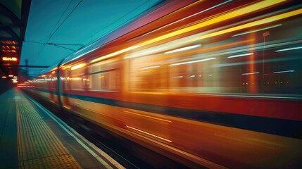 Fototapeta premium Motion blur of fast-moving train