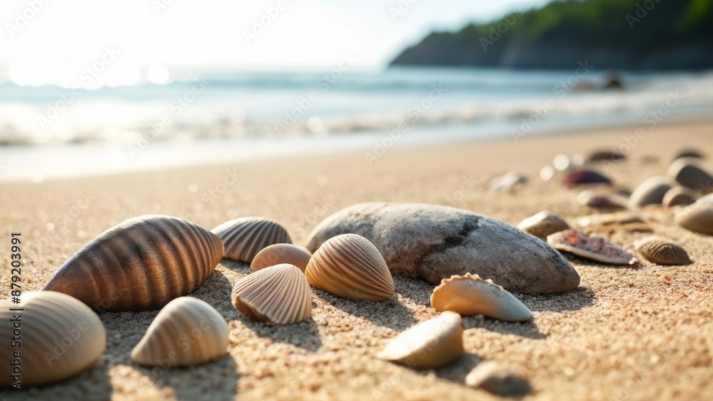 Canvas Prints  Tranquil beach scene with seashells and pebbles