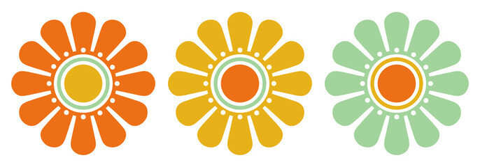 3 Colored Daisy Flowers 