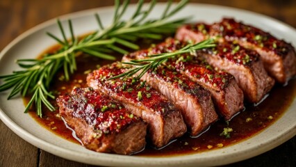  Deliciously grilled meat with a savory sauce ready to be savored