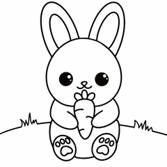 Hand drawn bunny outline illustration