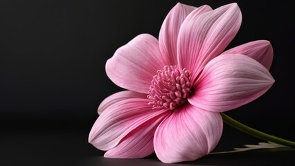  Elegance in Bloom  A single pink flower in focus against a dark background