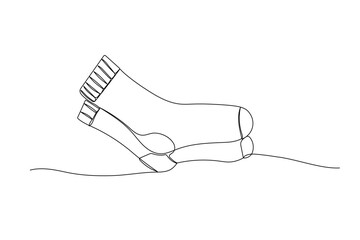 Obraz premium Socks one line illustration. Continuous outline doodle art