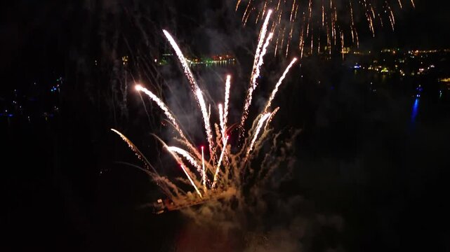Drone video of fireworks on 4th of July.